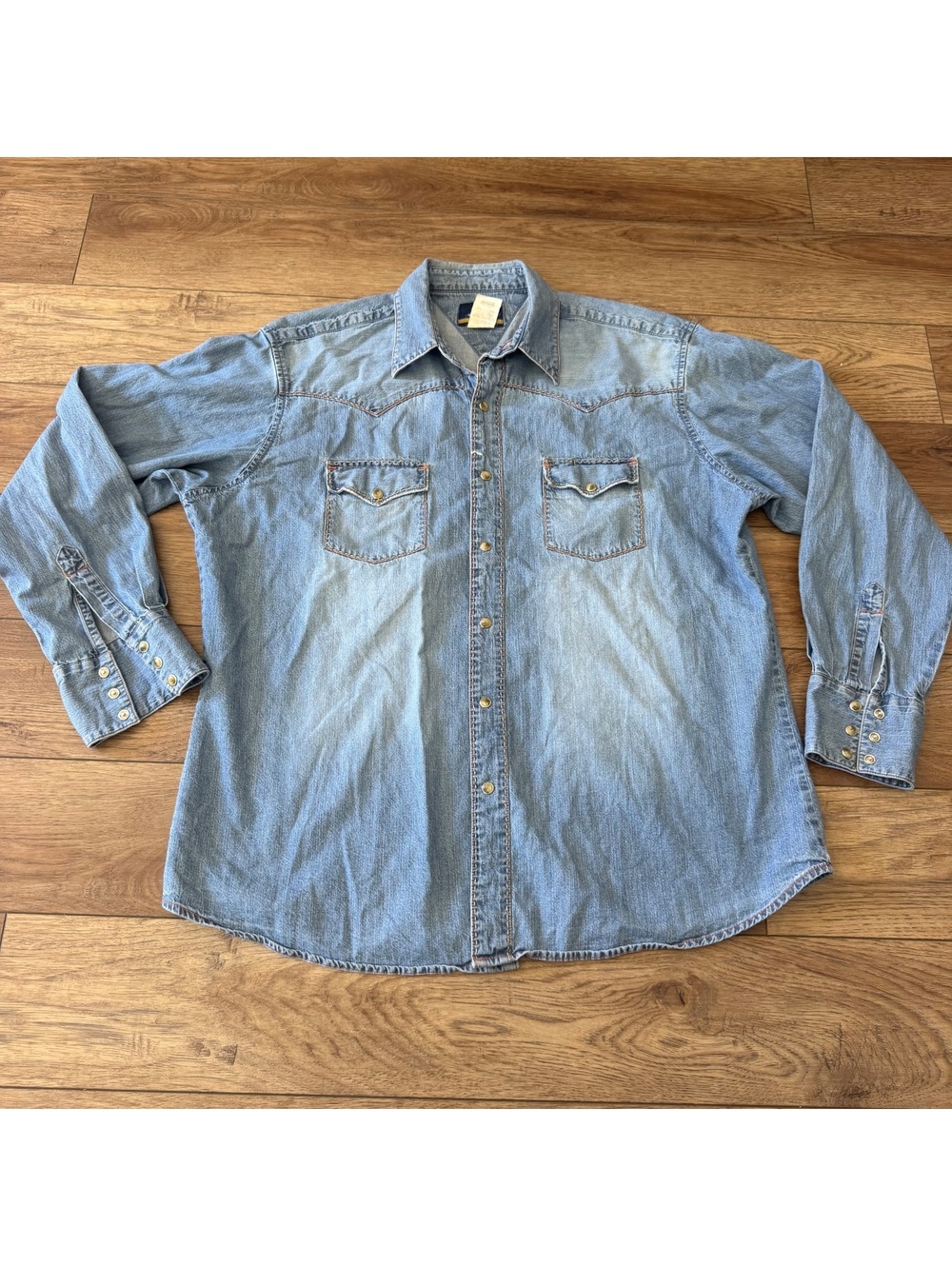 Wrangler Twenty X Denim Western Snap Shirt Mens XL MJ1036M